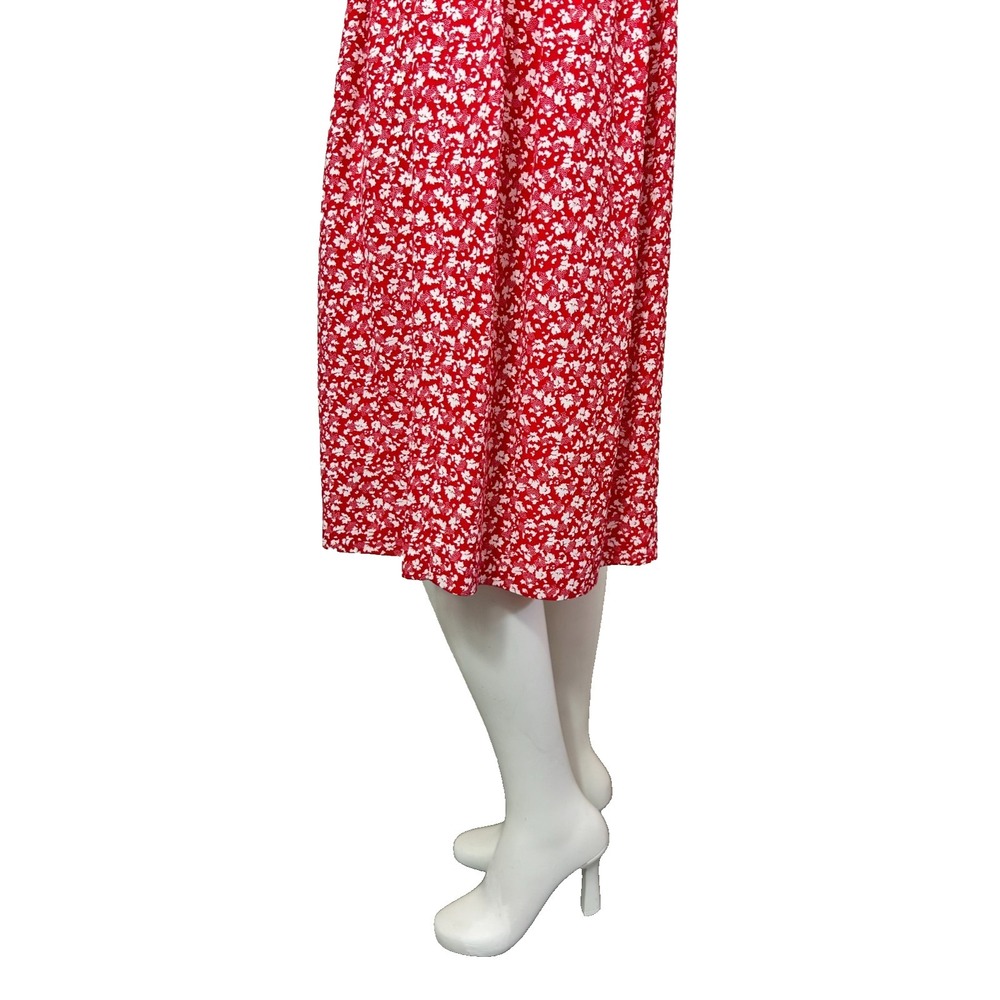Vintage Patty ONeil Cottagecore Midi Dress M Red Floral Bow Peter Pan Collar EUC - Picture 11 of 14